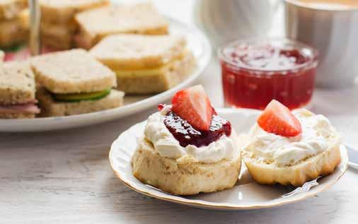 MENU 7 Selection of Finger Sandwiches Duo of Plain and Fruit Scones clotted cream and jam Selection of Mini Cakes and Tarts Fruit Cake Yorkshire Tea, Coffee or Hot Chocolate Festive Afternoon Tea