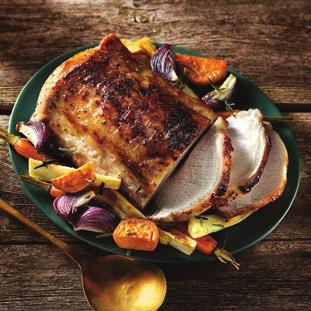 MAPLE GLAZED PORK WITH ROASTED ROOT VEGETABLES 10 servings Prep Time: 15 minutes Cook Time: 1 hour 10 minutes Stand Time: 15 minutes INGREDIENTS 3 lbs. (1.