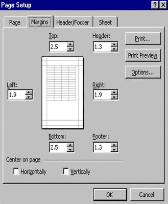 Để thay đổi khổ giấy in hay Click thước của giấy cần in, chọn khổ giấy cần thay đổi trong khung Page size. 2.8.2 Bảng Margin: Để canh lề giấy in.