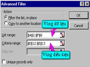 Các phương pháp trích lọc 2.3.1 Phương pháp lọc tự động (Autofilter) B1: Đưa ô nhập vào vùng cần trích lọc (hoặc chọn vùng cần trích lọc). B2: Vào trình đơn Data\ Filter\ Autofilter.