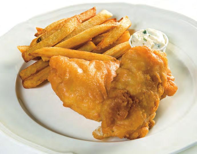 DEEP-FRYING 495 Fish and Chips PORTIONS: 2 PORTION SIZE: 8 OZ (240 G) FISH, 6 OZ (80 G) FRENCH FRIES Batter (see Note):. Mix together the flour, salt, and pepper in a bowl. 7 2 oz 225 g Flour 2.