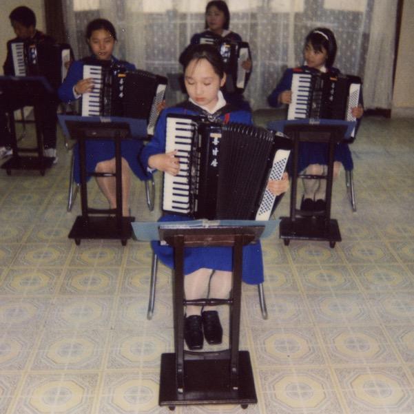 Accordion Classroom at Mangyongdae Schoolchildren's Palace in Pyongyang. The visit that every tourist makes.
