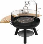 Includes a grill, two sideboards, two fire guards, a device to hang the coffee kettle