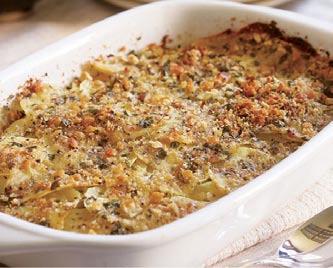 Fennel Layered with Potatoes & Breadcrumbs (Tortiera di Finocchi e Patate) by Janet Fletcher, Rosetta Costantino Take care to make the potato slices equally thin so they cook evenly.