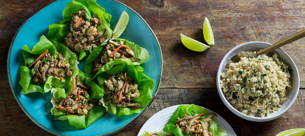 MAKE FRESH DINNERS - VEGETARIAN TOFU LETTUCE WRAPS Calories 310; Fat 8g; Saturated Fat 0g; Carbohydrates 35g; Fiber 13g; Protein 25g; Cholesterol 45mg; Sodium 360mg Grocery List WILDTREE PRODUCTS