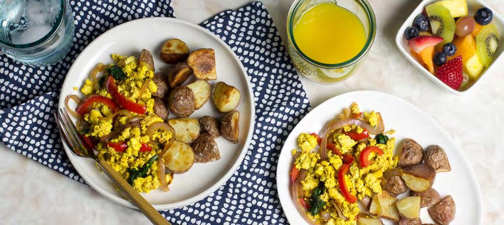MAKE FRESH DINNERS - VEGETARIAN MEMPHIS TOFU SCRAMBLE Calories 340; Fat 16g; Saturated Fat 9g; Carbohydrates 36g; Fiber 5g; Protein 15g; Cholesterol 0mg; Sodium 800mg Grocery List WILDTREE PRODUCTS