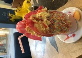 strawberry pure and crushed ice Toffee Fudge 2 scoops of toffee fudge dairy ice cream blended with toffee ganache and crushed ice Chocolate 2