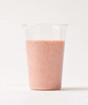 Orange Strawberry Smoothie Serves 6 3 cup frozen strawberries 2 cups low-fat strawberry yogurt 1 1/2 cup fresh orange juice 3 tablespoon honey 3 tablespoon flaxseed meal 1.