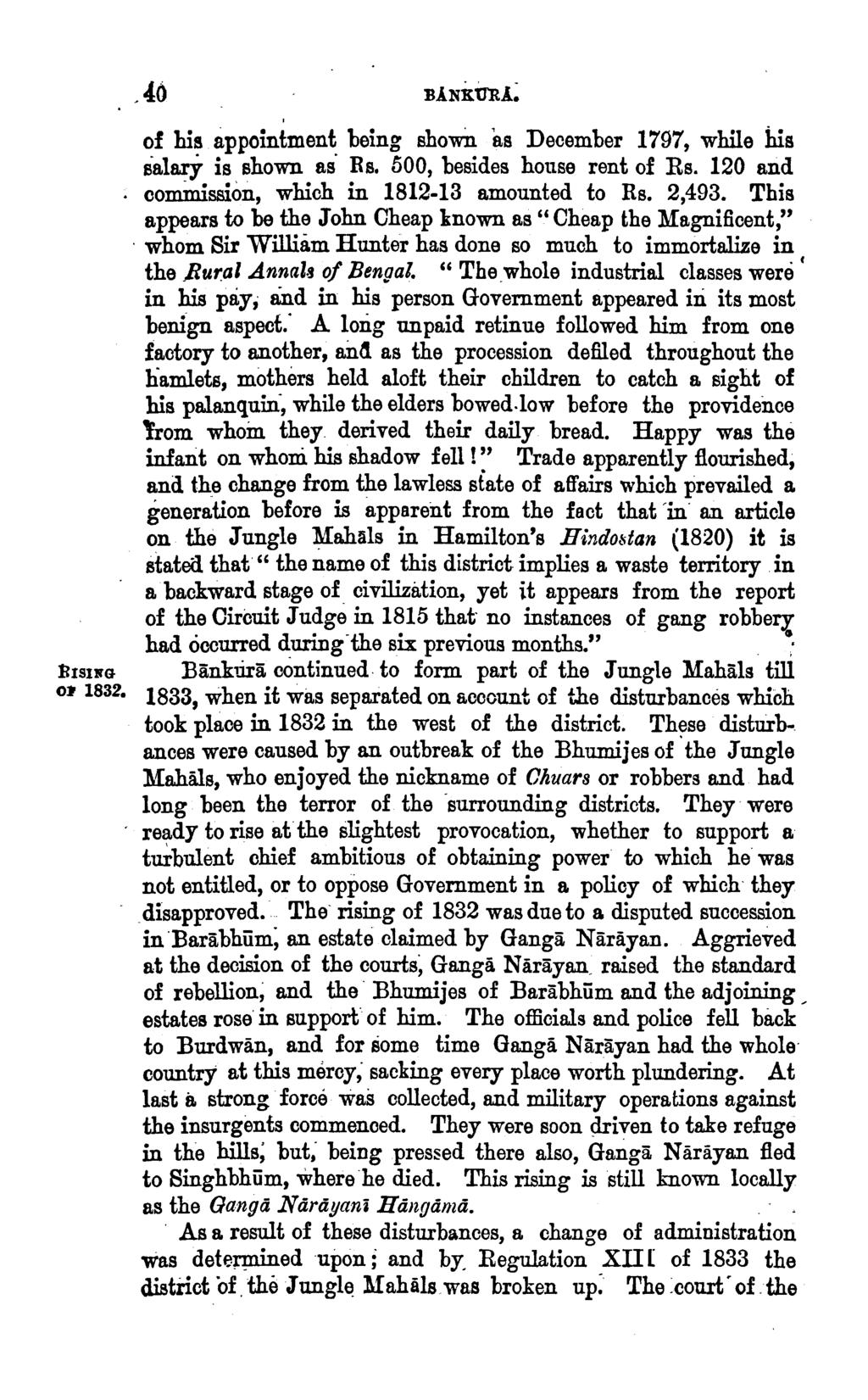 ~ISING Ol' 1832. ' of his appointment being shown as December 1797, while his salary is shown as Rs. 500, besides house rent of Rs. 120 and com.inission, which in 1812-13 amounted to Rs. 2,493.