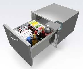STANDARD BEVERAGE CENTERS & PREP SINKS UNDERCOUNTER INSULATED ICE-DRAWER 14 BUILT-IN BARTENDING CENTER Insulated Ice Bin With Sliding Cover Front Speed Rail For Easy Bottle Access Sink With