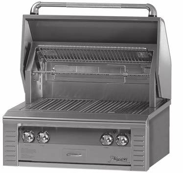 ALX2 BUILT-IN GRILLS - 30 & 36 30 STANDARD LX2 GRILL: ALX2-30 Two High-Temp Stainless Steel Main Burners Producing 55,000 BTU S Optional Infrared Sear Zone (Shown) And All Infrared Models Integrated