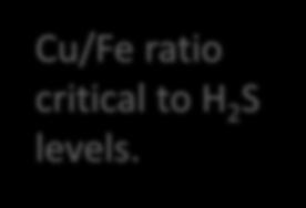 50 Cu/Fe ratio critical to H 2 S levels.
