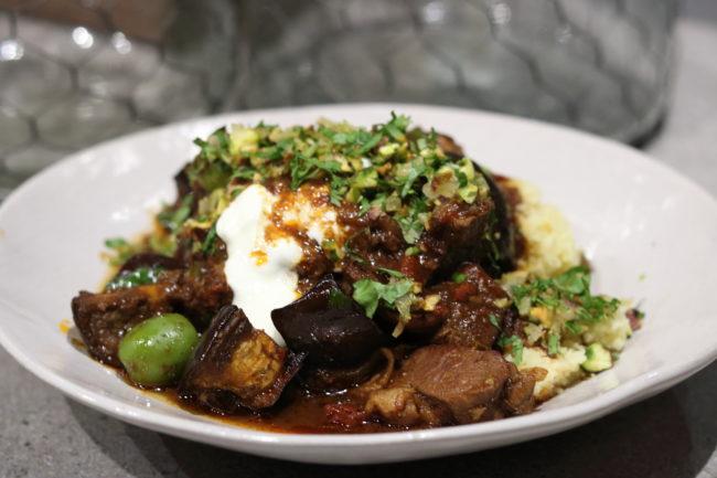 Beef & Eggplant Tagine with Pistachio Crumble You may have realised by now that I am a huge fan of Middle Eastern inspired food.