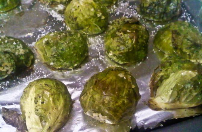 Roasted Brussels Sprouts 1 1/2 pounds Brussels sprouts 3 tbs good olive oil 3/4 tsp kosher salt 1/2 tsp freshly ground black