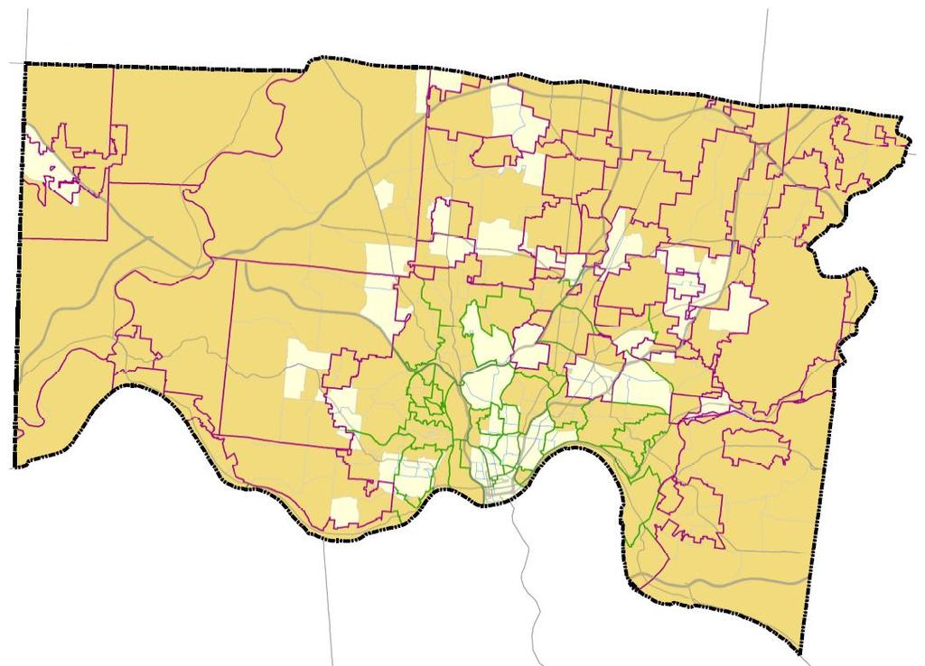 Areas with Low Access CTs > 1mile (Avg) Cities And