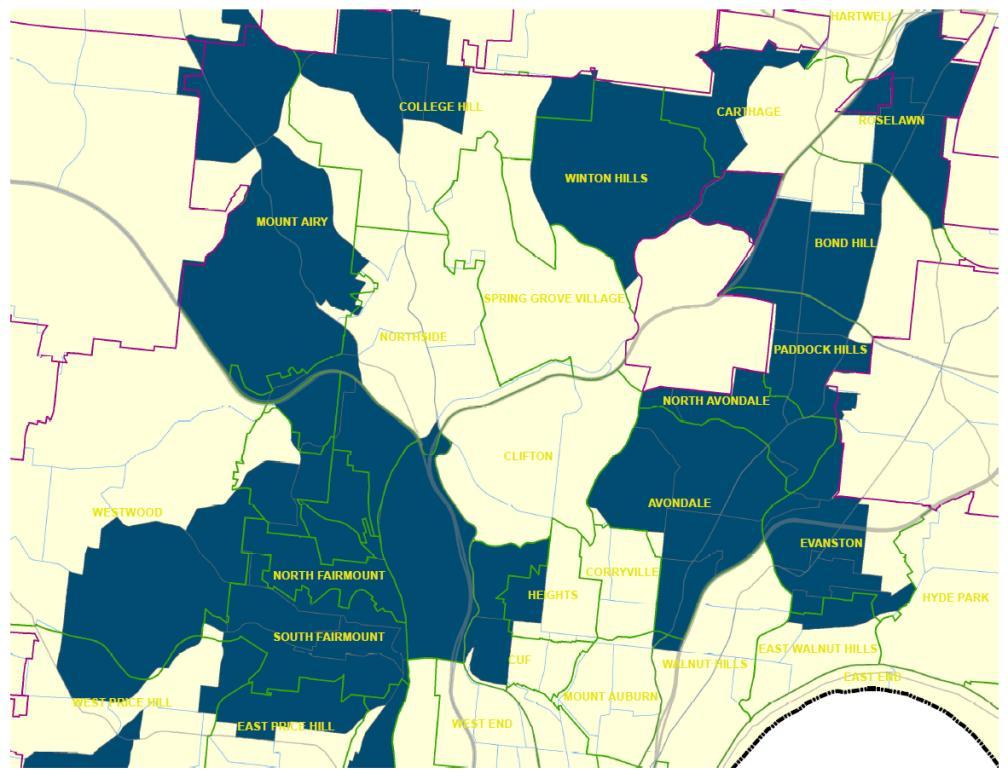 Areas with Low Vehicle Ownership and Low Access Critical Census