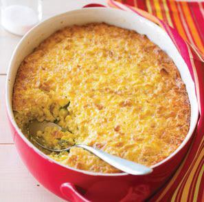 Corn Pudding Oven Temp: 400 F Cook Time: 30-35 mins. Servings: 8-10 3 eggs (beat eggs) 3/4 cup Splenda 1 ½ tbsp. flour 1 can fat free evaporated milk 1 tsp. vanilla extract 1 can cream style corn 1.