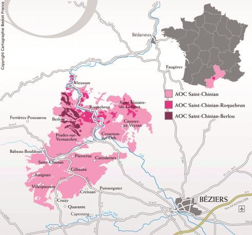THE SAINT-CHINIAN APPELLATION A JEWEL IN LANGUEDOC S CROWN The Saint-Chinian appellation area is located north of Béziers in the department of Hérault.