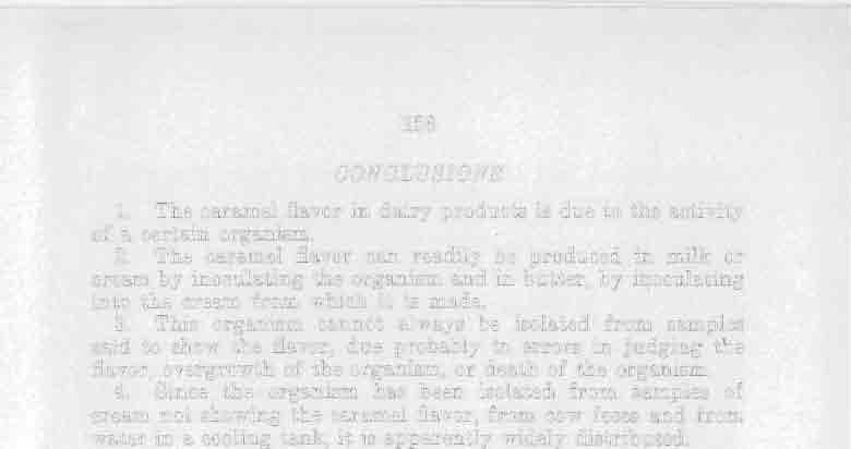 156 CONCLUSIONS 1. The caramel flavor in dairy products is due to the activity of a certain organism. 2.