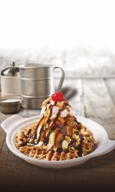 39 Turtle Waffle Sundae Sundaes A generous scoop of vanilla ice cream topped with syrup, whipped cream, and a cherry. The perfect ending to any meal! (430-560) 1.