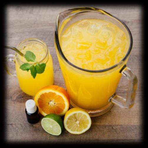 concerns; use Stevia or liquid stevia. Instructions: 1. Combine the fresh juices and the water in a large pitcher. 2. Add the essential oil and agave. 3.