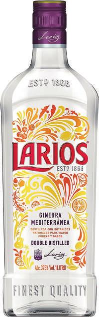 Quintuple distilled, with orange blossom added during the final distillation. 32062449 LARIOS ROSE GIN 37.5% 70CL Infused with strawberry.