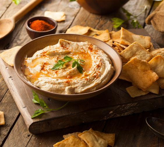 Homemade Hummus Serves: 5 Prep Time: 5 mins This classic dip is easy to make and a great way to flavour veggie sticks.