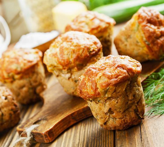 Carrot, Zucchini & Dill Muffins Serves: 12 Prep Time: 30 mins The use of wholemeal flour boosts the fibre, vitamin and mineral content of these delicious savoury muffins.