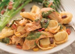 Tex-Mex Chicken & Tortellini 1½ pounds boneless skinless chicken breasts, seasoned with salt and pepper 1 jar Corn, Black Bean Salsa 1 (19-20 ounce) package refrigerated or frozen cheese tortellini