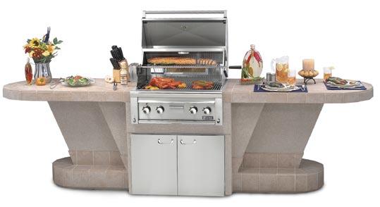 30" Professional Grills Models Available Model L30R shown with access doors. Island shown for product display only 30" Professional Grill Two red brass burners produce a total of 50,000 BTU's 840 sq.