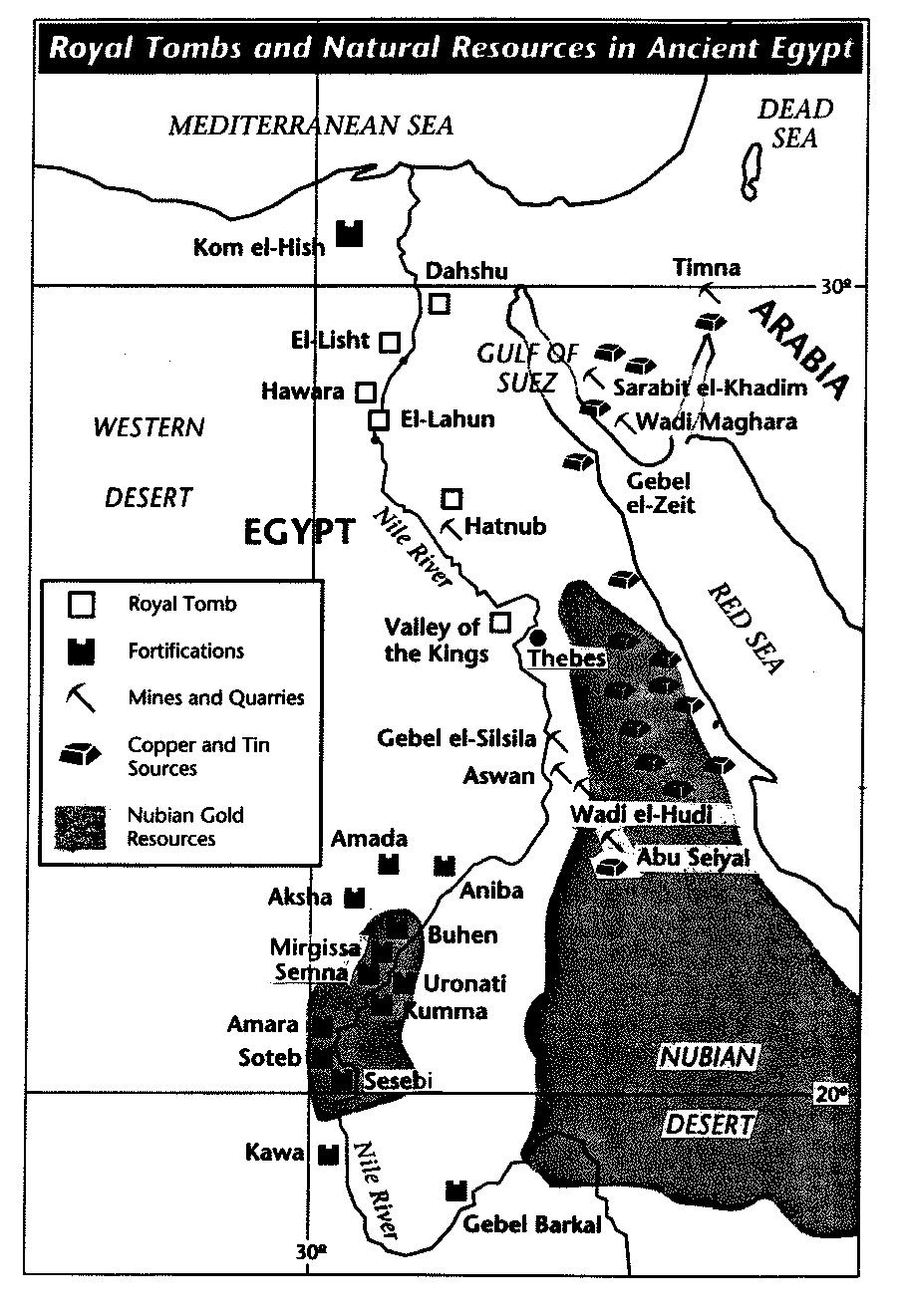 18. Base your answer to the following question on the map below and on your knowledge of social studies. What does this map show about the Nile River in ancient Egypt?