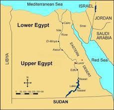 UPPER EGYPT AND LOWER EGYPT Upper Egypt- Because the elevation is higher the southern part of Egypt was known as Upper Egypt Lower Egypt- the land around the Nile Delta is