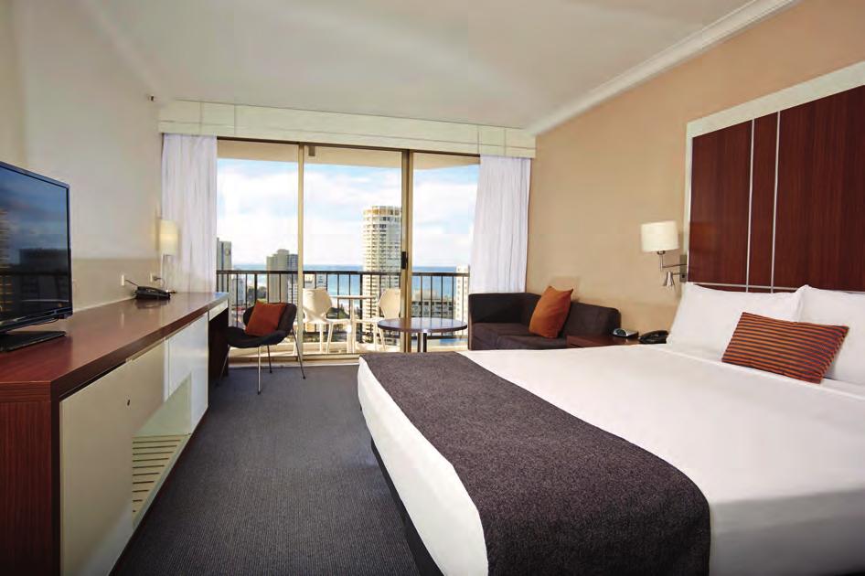 Accomodation After your day of celebrations, relax in one of our smart and sophisticated accommodation rooms. All with private balconies and city, hinterland and ocean views.