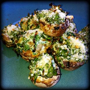 Stuffed Mushrooms Servings: 4 Proteins: 0 / Fats: 0 / Carbs: 1 1 Tbsp Coconut Oil 12 Button Mushrooms 1/4 Yellow Onion, chopped 1/2 Tbsp Butter 2 Tbsp Sprouted Whole Grain Breadcrumbs 1/3 cup Greek