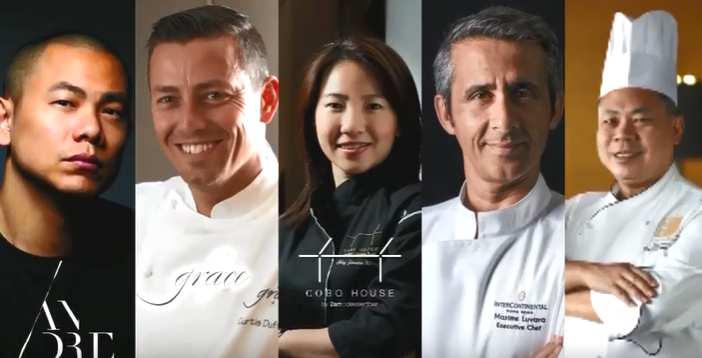 Queen ; and Maxime Luvara and Lau Yiu Fai, master chefs from the InterContinental Hong Kong.