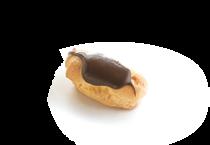 Choux pastry filled with hazelnut cream and coated with dark chocolate and crushed hazelnuts.