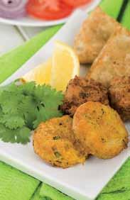 ALOO KI TIKKI 500gr of chopped potatoes 150gr of fresh peas 2 green chilies finely chopped ½ red onion finely chopped 1 piece of 2cm grated ginger 1 teaspoon of ground turmeric 1 teaspoon of ground