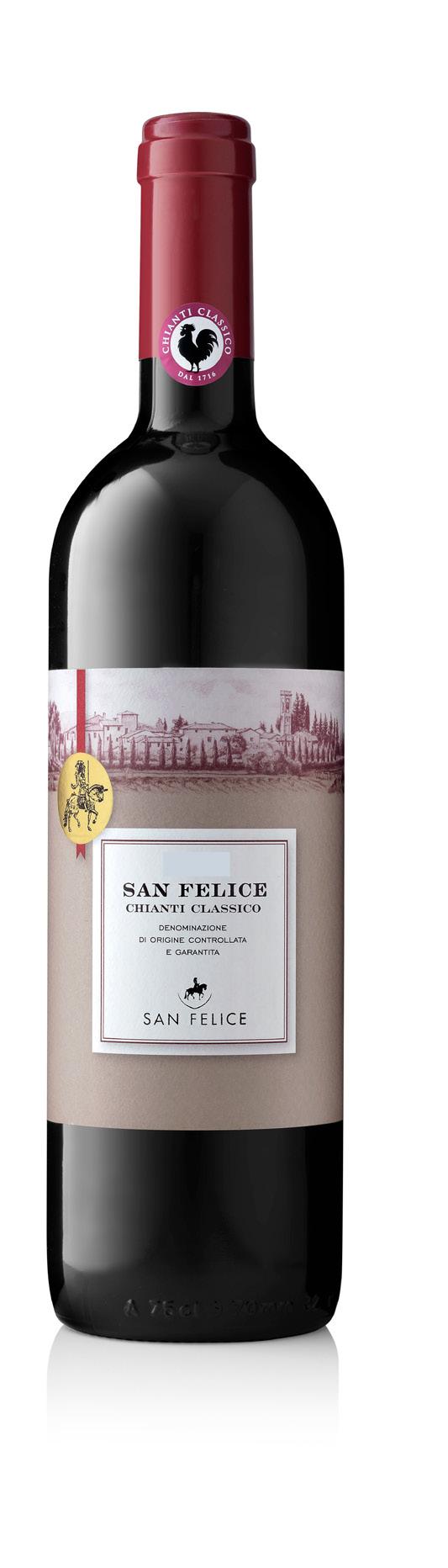 SAN FELICE RED WINES BACK TO MENU San Felice Chianti Classico 2015 / 2016 glass 6 bottle 22 Sangiovese 80%, Colorino 10%, Pugnitello 10% Luminous ruby red.