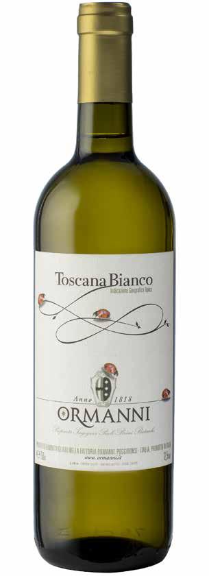 BIANCO TOSCANA IGT 2015 The Trebbiano and the Malvasia grapes come from 2 old estate vineyards located near Barberino Val d Elsa (Florence), while the Chardonnay and the Viogner grapes come from a