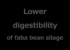 Results Lower digestibility of faba bean silage Equal dry matter intake Equal milk