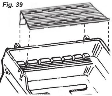 1 and 2) Attach Brackets to grill using bolts and kep nuts (1 bolt per bracket). Tighten nuts while making sure brackets are parallel with grill. STEP 2 ATTACHING SHELF TO BRACKET (Fig.