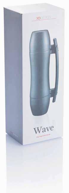 7 cms XDDESIGN Wave Grip is a 700ml double wall and vacuum flask in an elegant stainless steel design and contains two matching cups