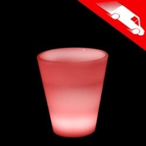 LED Liquid Activated Shot Glass Red LED shot glasses are the perfect way to get your night started off right! These clear acrylic shot glasses turn on when liquid is poured in and turn off when empty.