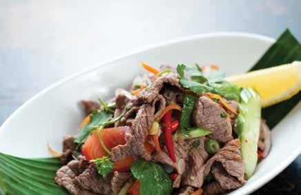 SALADS - MEAT TIGER BEEF SALAD 老虎哭 Sizzling grilled strips of beef tossed in a salad