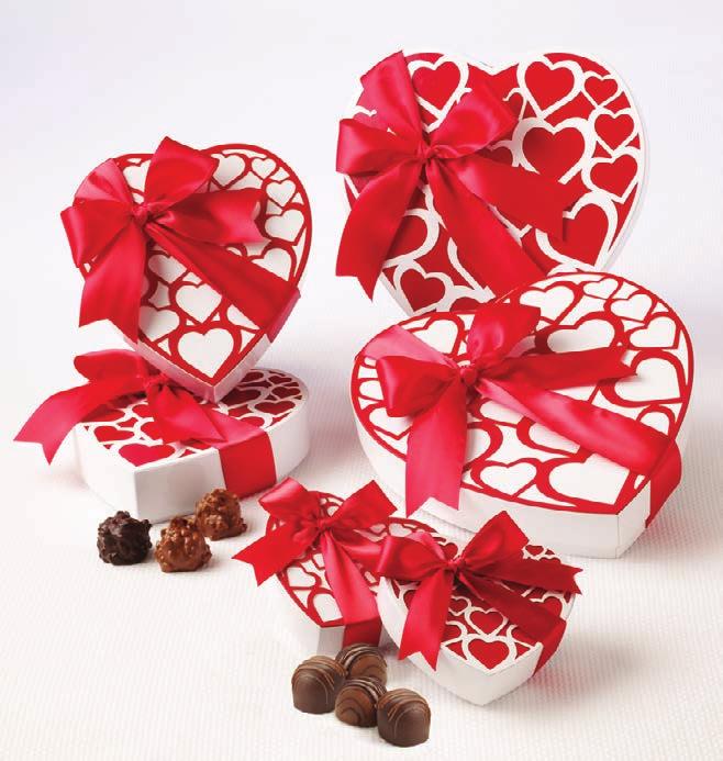 Be My Valentine! Ribbons and Picks may vary. 18B 18A Limited quantity available 18C 18A 6 pieces (3 oz.) Milk and Dark Nutty Fudge Love 18B 14 pieces (7 oz.