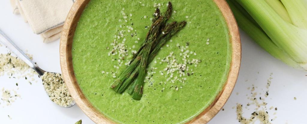 Cream of Celery & Asparagus Soup 10 ingredients 25 minutes 8 servings Heat coconut oil in a large stock pot over medium heat. Add yellow onion and celery.