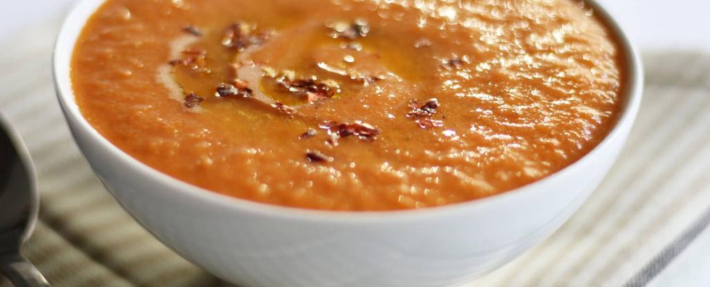 Roasted Red Pepper & Tomato Lentil Soup 12 ingredients 45 minutes 8 servings 4. 5. Preheat oven to 425 and line a baking sheet with parchment paper.