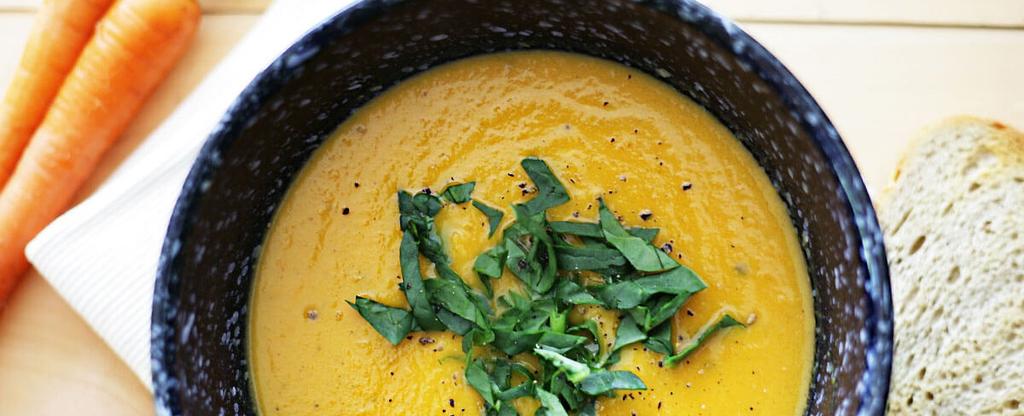 Creamy Carrot Soup 11 ingredients 50 minutes 8 servings 4. In a large pot, heat olive oil over medium heat. Stir in onion, garlic, carrots, cumin and turmeric. Season with salt and pepper to taste.