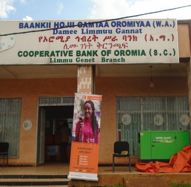 Cooperative bank of Oromia at Limmu Genet Branch(Photo by researcher in 2015) Oromia International Bank at Limmu Kossa branch started service on August 20, 2014.