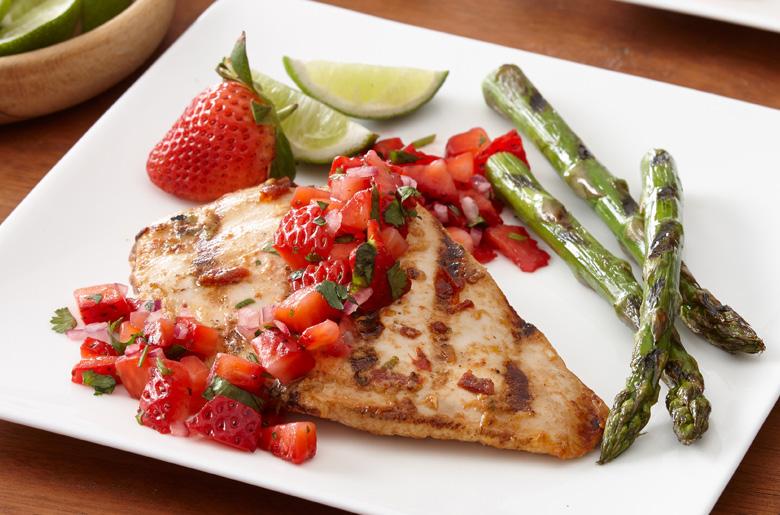 CHIPOTLE LIME GRILLED CHICKEN WITH STRAWBERRY SALSA SERVES 4 PREP & COOK TIME 40 min 4 PERDUE PERFECT PORTIONS Boneless, Skinless Chicken Breast, All Natural (.5 lbs.
